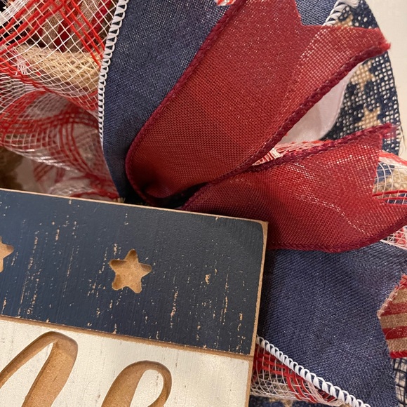 Patriotic WREATH “WELCOME” Red, White and Blue wreath 24” Memorial Day July 4th - Picture 6 of 8